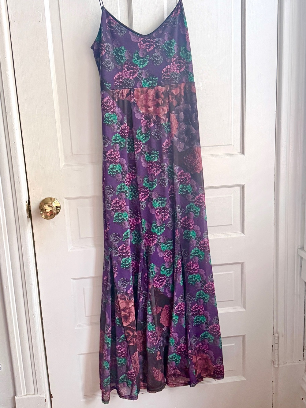 Nasty Gal Purple Floral Slip Maxi Dress